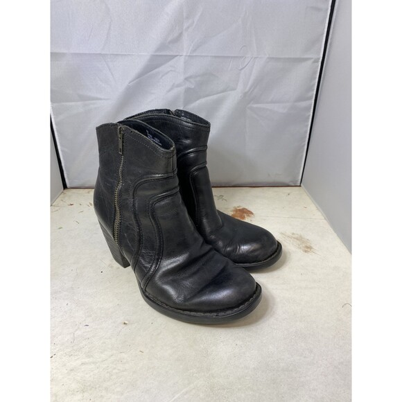Born Ankle Boots Booties Womens 8M Black Leather Western Zipper Anny - Picture 1 of 13